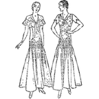 Dress with Long Flared Skirt and Bertha Ruffle