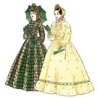 Fashionable skirts c. 1850 - 1862