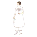 Yoked Chemise with Embroidery and Short Sleeves