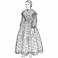 Sheer Muslin Dress with Bishop Sleeves, Oversleeves and High Lining